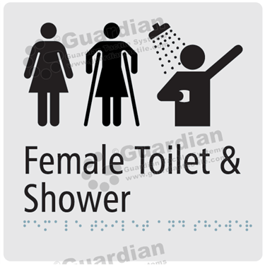 Female Toilet Disabled and Shower in Silver (180x180) 