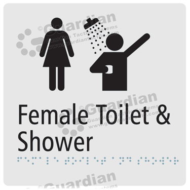 Female Toilet and Shower in Silver (180x180) 