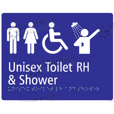 Unisex Toilet RH and Shower in Blue (230x180) [GBS-03UTRHS-BL]