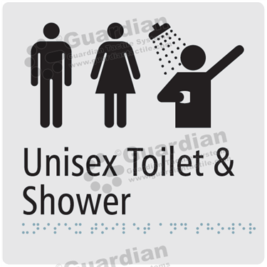 Unisex Toilet and Shower in Silver (180x180) 