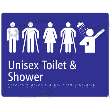 Unisex and Unisex Ambulent Toilet and Shower in Blue (230x180) [GBS-03UUATS-BL]