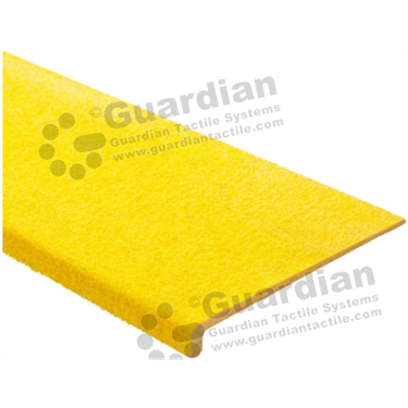 Fibreglass slimline stair nosing in yellow (10x70mm) with ramp back 