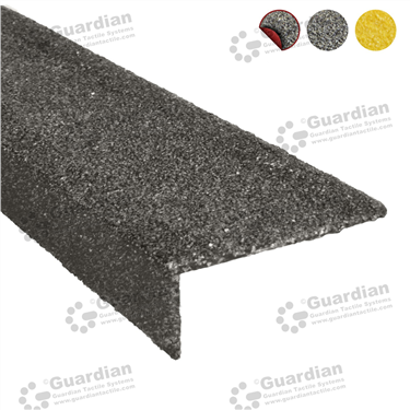 Fibreglass stair nosing in black (30x70mm) with double-sided tape [FBR-7030-BK-DST]