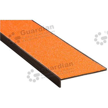 Minimalist stair nosing in black anodisation (10x54mm) with orange carbide 