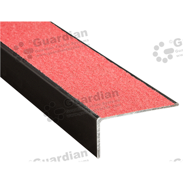 Minimalist stair nosing in black anodisation (27x54mm) with red carbide [GSN-02MB27-CRD]