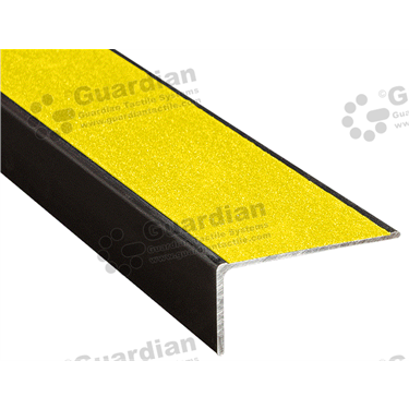 Minimalist stair nosing in black anodisation (27x54mm) with yellow carbide [GSN-02MB27-CYL]