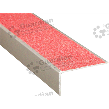 Minimalist stair nosing in silver (27x54mm) with red carbide [GSN-02MS27-CRD]