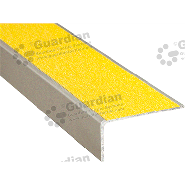 Minimalist stair nosing in silver (27x54mm) with yellow carbide 