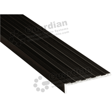 Striped slimline stair nosing in black anodisation (10x50mm) [GSN-02STR-BK]
