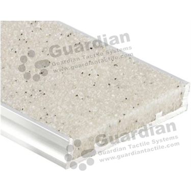 Recessed strip stair nosing in silver (10x55mm) with white carborundum infill [GSN-03RS-WT]