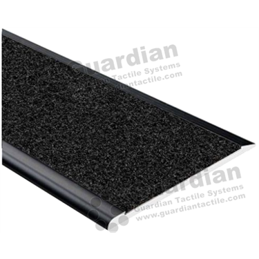 Slimline flat stair nosing in black anodisation (4x75mm) with black grit insert [GSN-03SLRF-B-CBK]