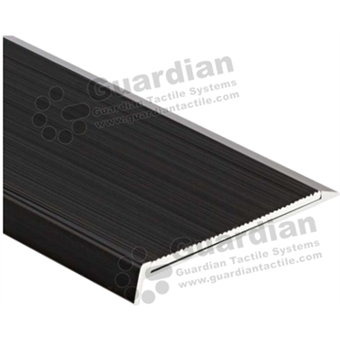 Slimline multi stair nosing in black anodisation (10x75mm) with black aluminium insert [GSN-03SLR-B-ABK]