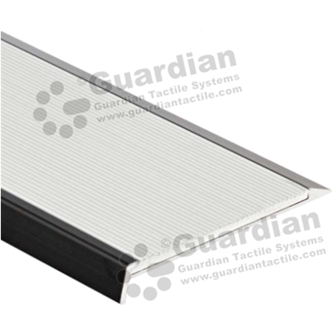 Slimline multi stair nosing in black anodisation (10x75mm) with silver aluminium insert [GSN-03SLR-B-ASV]