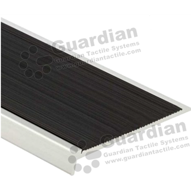 Slimline multi stair nosing in silver (10x75mm) with black aluminium insert [GSN-03SLR-C-ABK]