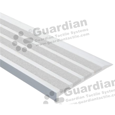 Slimline premium ramp back stair nosing in silver (10x75mm) with 4 x grey carborundum infill [GSN-03SR4-MG]