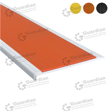Guardian Slimline Stair Nosing, supplied with Terracotta Polyurethane Insert Tape [GSN-SLR-PTR]