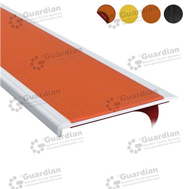 Guardian Slimline Stair Nosing, supplied with Terracotta Polyurethane Insert, Double-sided Tape [GSN-SLR-PTR-DST]